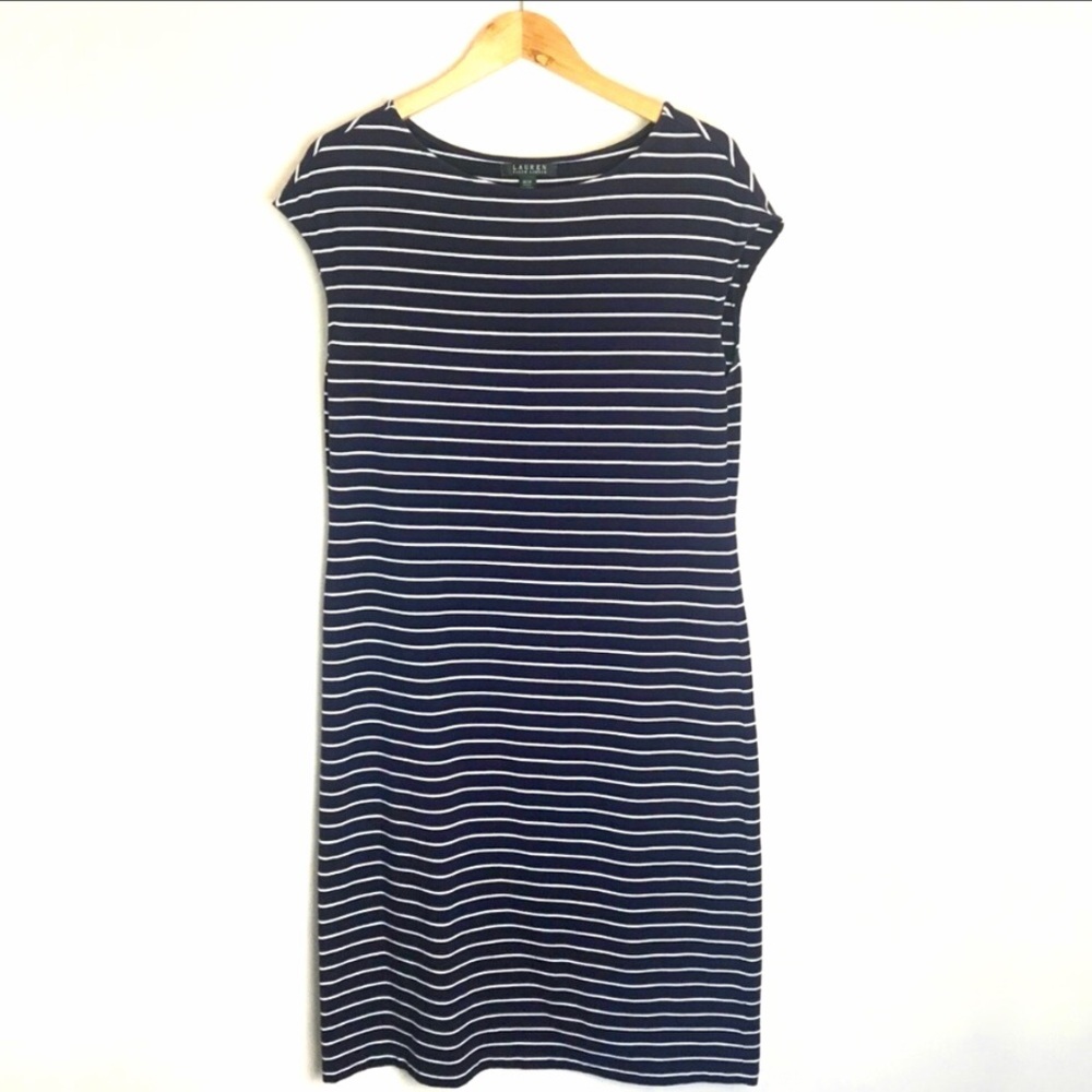 RALPH LAUREN LRL T-Shirt Dress Navy & White Stripe